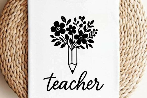 Floral Pencil Teacher SVG Clipart Vector Review