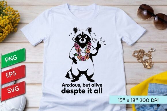 Funny Raccoon SVG, Anxious but Alive Review