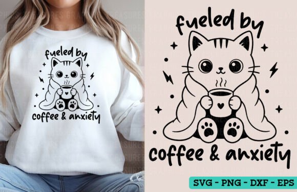 Funny Sarcastic Cat SVG Coffee Anxiety Review