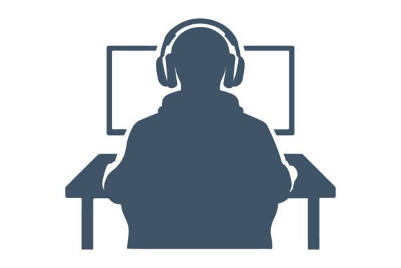 Gamer Silhouette Vector Clipart Design Review
